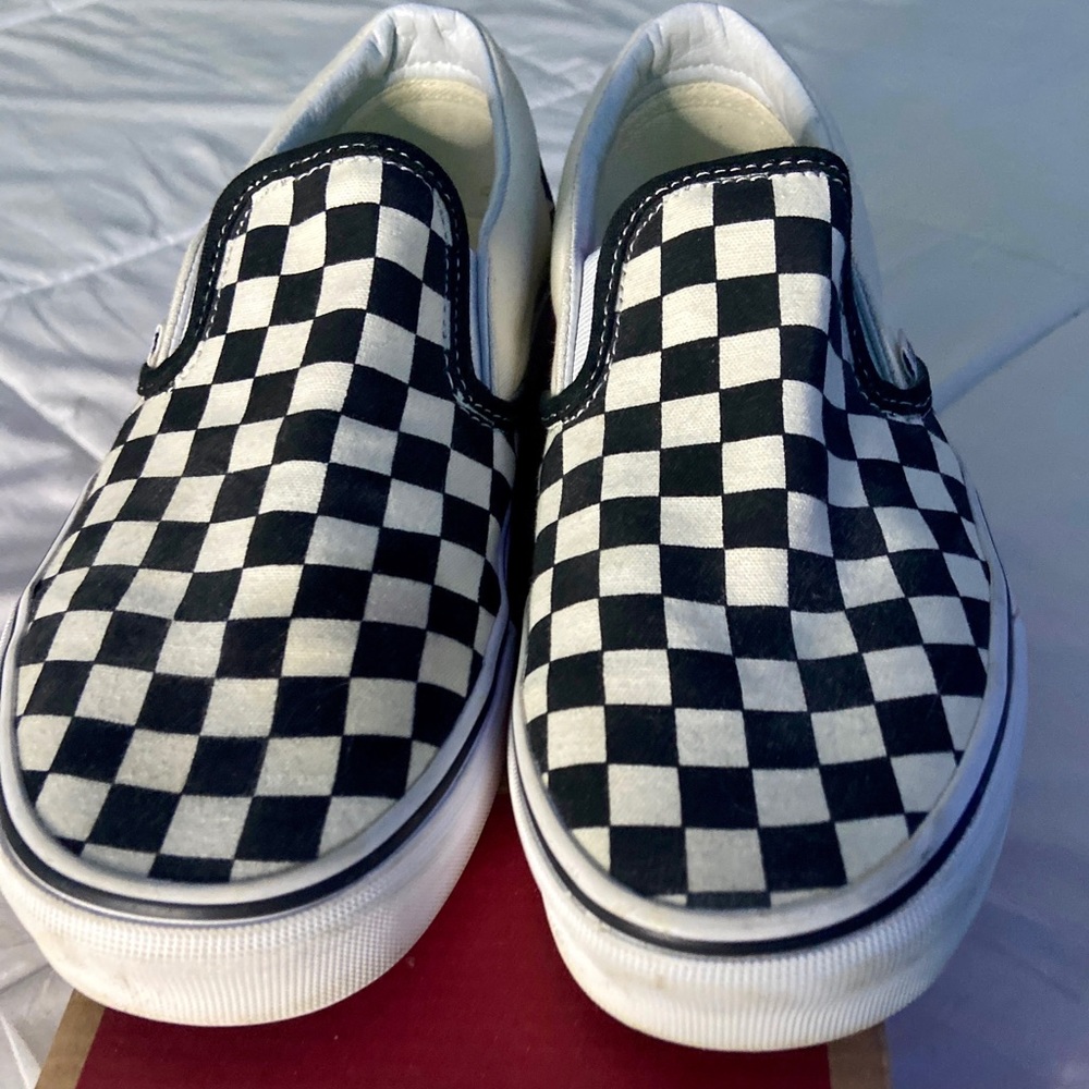 Classic Checkerboard Slip-On B&W Vans - Picture 4 of 5